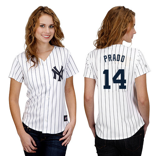 Martin Prado #14 mlb Jersey-New York Yankees Women's Authentic Home White Baseball Jersey